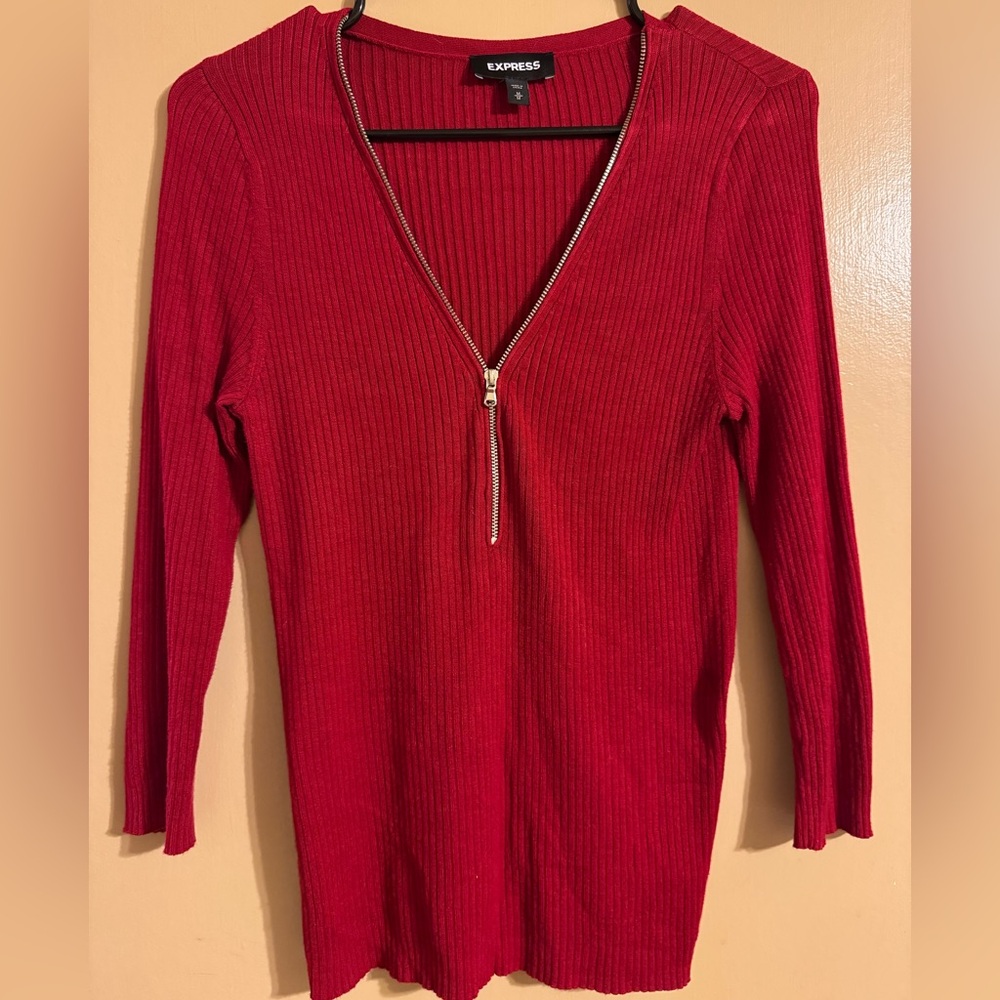 Express 3/4 Sleeve Women Sweater Red